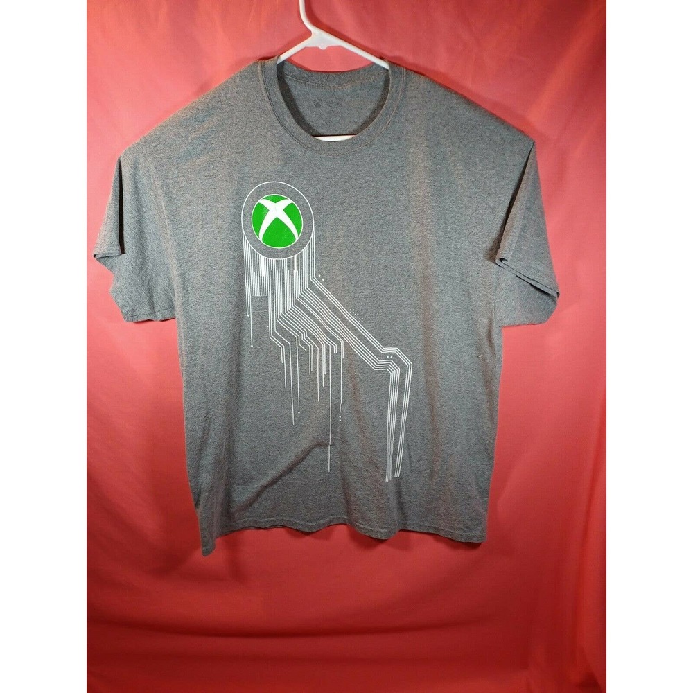 Xbox Logo Circuit T-shirt Grey Men's No Tag Gamer Video game 23"x 28"